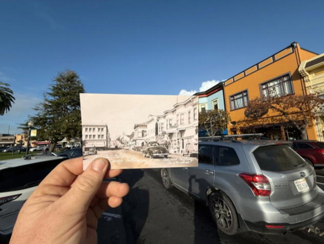 The Plaza now and then, on an old postcard